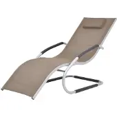 vidaXL Ligbed met kussen aluminium en textileen taupe