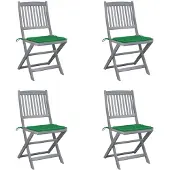 vidaXL Klapstoelen, 4 stuks, met kussens, gemaakt van massief acaciahout