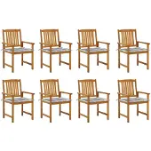 vidaXL Tuinstoelen 8 st met kussens massief acaciahout