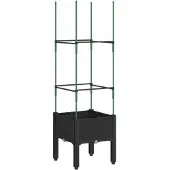 vidaXL Plantenbak met latwerk 40x40x142,5 cm polypropeen zwart