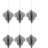 Springos Kerstbal | Papier | 12,5 Cm | 3D | Grijs | 6 Stuks