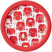 Ginger Ray - - Cosy Christmas – Borden Rood Witte Kersttrui (8 stuks)