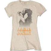 Janis Joplin T-Shirt Working The Mic Femme Beige - Taille XXL