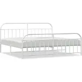 vidaXL Bedframe met hoofdeinde en voeteneinde, metaal, wit, 200x200 cm