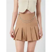 MixRay Hoge Taille Plissé Minirok met Kettingdetails