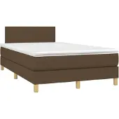 vidaXL Boxspring met matras stof donkerbruin 120x190 cm