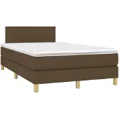 vidaXL Boxspring met matras stof donkerbruin 120x190 cm