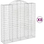 vidaXL Gabionen met boogvorm, 8 stuks, 200x50x200/220 cm, verzinkt staal