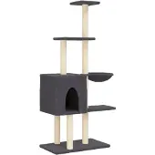 vidaXL Kattenmeubel met sisal krabpalen 145 cm donkergrijs