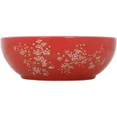 vidaXL Bovenop te plaatsen wastafel, wit en rood, rond, Ø41x14 cm, keramiek