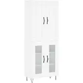 vidaXL Hoge kast 69,5x34x180 cm bewerkt hout wit