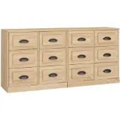 vidaXL Dressoirs 2 st bewerkt hout sonoma eikenkleurig
