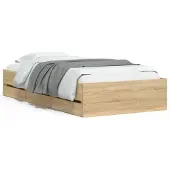 vidaXL Bedframe met lades bewerkt hout sonoma eikenkleurig 90x190 cm