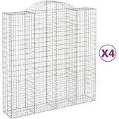 vidaXL Gabionen met boogvorm, 4 stuks, 200x50x200/220 cm, verzinkt staal