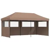 vidaXL Partytent, inklapbaar, pop-up model, met 3 zijpanelen, bruin