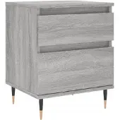 vidaXL Nachtkastje 40x35x50 cm bewerkt hout grijs sonoma eikenkleurig