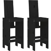 vidaXL Barkruk, 2 stuks, zwart, 40x42x120 cm, massief grenenhout