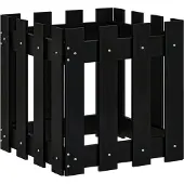 vidaXL Plantenbak met hekontwerp 40x40x40 cm massief grenenhout zwart