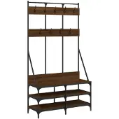 vidaXL Kledingrek met schoenenrek 100x40x184 cm bruin eikenkleur
