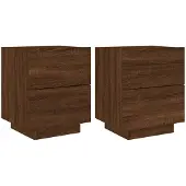 vidaXL Nachtkastjes met LED 2 st bewerkt hout bruin eikenkleur