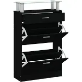 vidaXL Schoenenkast 63x24x104 cm bewerkt hout zwart