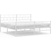 vidaXL Bedframe met hoofd- en voeteneinde Metaal Wit 193x203 cm