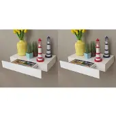 vidaXL Wandplanken zwevend met lades 2 st 48 cm wit