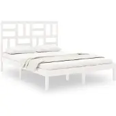 vidaXL Massief houten bed, wit, 160x200 cm