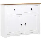 vidaXL Dressoir, wit, 93x40x80 cm, grenenhout, Panama-stijl