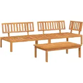 vidaXL 3-delige Loungeset pallet massief acaciahout