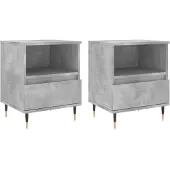 vidaXL Nachtkastjes 2 st 40x35x50 cm bewerkt hout betongrijs