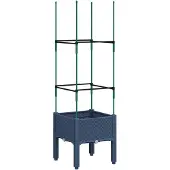 vidaXL Plantenbak met latwerk 40x40x142,5 cm polypropeen blauwgrijs