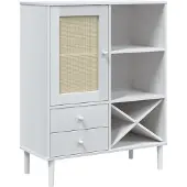 vidaXL Hoge kast SENJA, met rattan-look, wit, 90x40x112 cm, van grenenhout