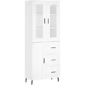vidaXL Hoge kast 69,5x34x180 cm bewerkt hout wit