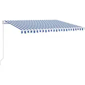 vidaXL Luifel handmatig uittrekbaar 450x350 cm blauw en wit