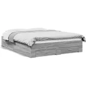 vidaXL Bedframe met lades, grijs Sonoma, 150x200 cm, houtvezel