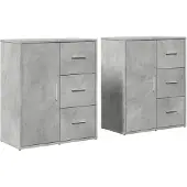 vidaXL Dressoirs, 2 stuks, betonkleur, 60x31x70 cm, houtvezelplaat