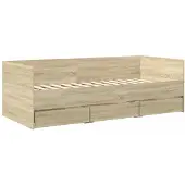 vidaXL Slaapbank met lades zonder matras 90x190 cm sonoma eikenkleurig