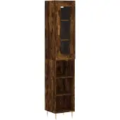 vidaXL Hoge kast 34,5x34x180 cm bewerkt hout gerookt eikenkleurig