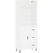 vidaXL Hoge kast 69,5x34x180 cm bewerkt hout wit