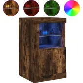 vidaXL Bijzetkast met LED bewerkt hout gerookt eikenkleurig