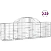vidaXL Schanskorven 25 st gewelfd 200x30x60/80 cm gegalvaniseerd ijzer