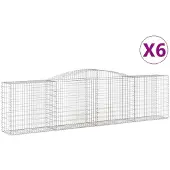 vidaXL Gabionen met boogvorm, 6 stuks, 400x50x100/120cm, verzinkt staal