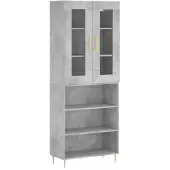 vidaXL Hoge kast 69,5x34x180 cm bewerkt hout betongrijs
