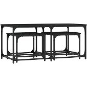 vidaXL Set van 3 salontafels, zwart, houtvezel