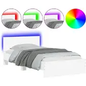 vidaXL Bedframe met hoofdeinde en LED-verlichting, wit, 100x200 cm