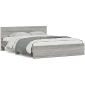 vidaXL Bedframe met hoofdeinde grijs sonoma eikenkleurig 140x200 cm