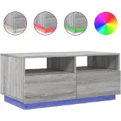 vidaXL Salontafel met LED-verlichting 90x49x40 cm grijs sonoma eiken