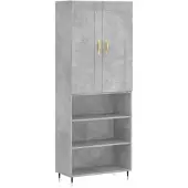 vidaXL Hoge kast 69,5x34x180 cm bewerkt hout betongrijs