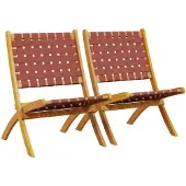 vidaXL Klapstoelen, 2 stuks, rode massief acaciahout en stof